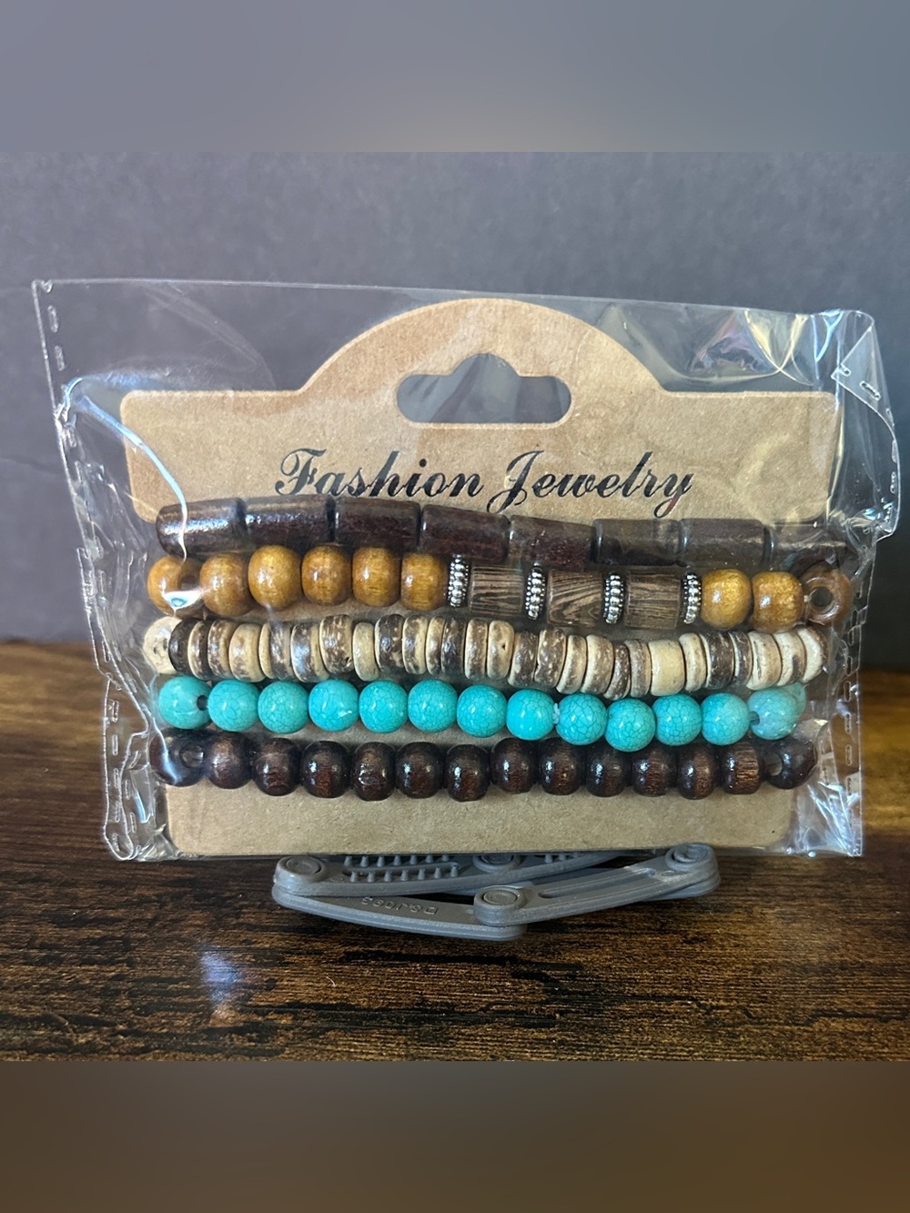 Turquoise and Brown Layered Beaded Bracelet Set